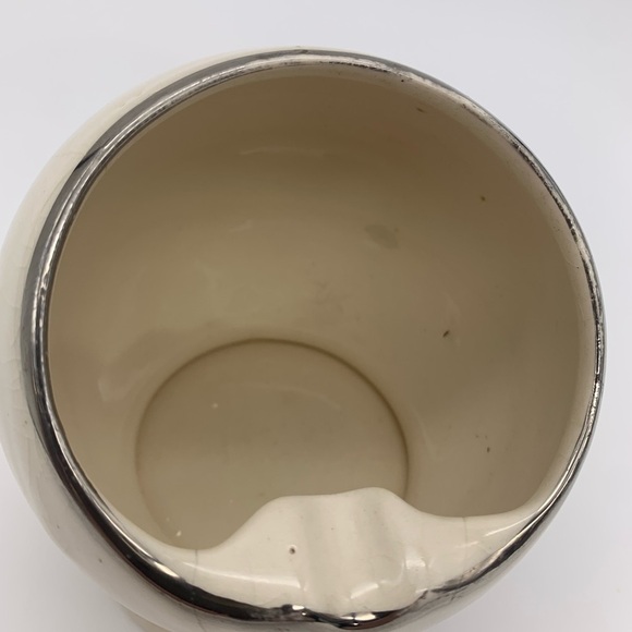 Mid Century Found Footed Ceramic Cigar Ashtray Half Circle Flag Logo Silver Rim - Picture 5 of 12